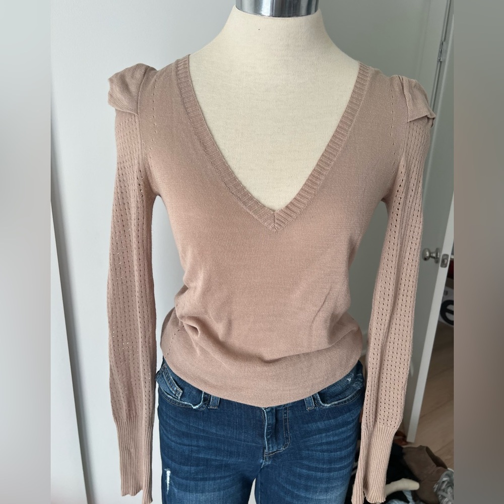 Seneca rising long sleeve blouse with laser cutouts